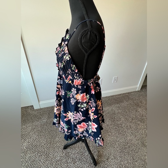 NWT Free People Mini Dress Corduroy Ruffle Navy Floral Sundress Women’s Size XS - Picture 7 of 14